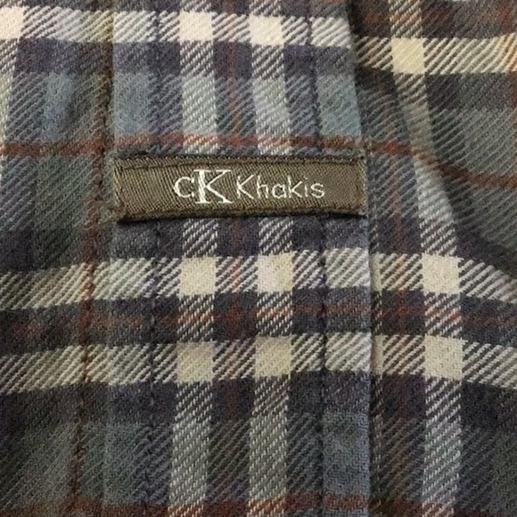 CALVIN Klein Khakis grey plaid flannel shirt large - Picture 6 of 6